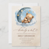 Alles in een Bearly Wait Blue Boy Baby shower Kaart (Voorkant)