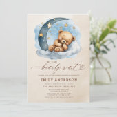 Alles in een Bearly Wait Blue Boy Baby shower Kaart (Staand voorkant)