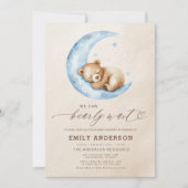 Alles in een Bearly Wait Blue Boy Baby shower Kaart (Voorkant)