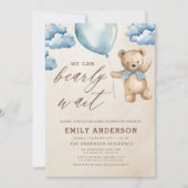 Alles in een Bearly Wait Blue Boy Baby shower Kaart (Voorkant)