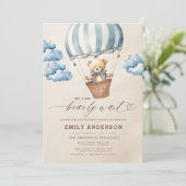 Alles in een Bearly Wait Blue Boy Baby shower Kaart (Staand voorkant)