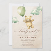 Alles in één Bearly Wait Green Baby shower Kaart (Voorkant)