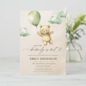 Alles in één Bearly Wait Green Baby shower Kaart (Staand voorkant)