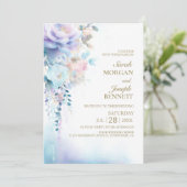 Alles in een blauwe bloemenbruiloft kaart (Staand voorkant)