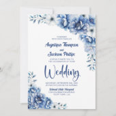 Alles in een blauwe bloemenbruiloft kaart (Voorkant)