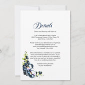 Alles in één blauwe grijze Floral bruiloft Kaart (Achterkant)