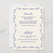 Alles in één blauwe hand getekende bruiloft uitnod kaart (Achterkant)