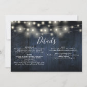 Alles in een blauwe houten string lichten bruiloft kaart (Achterkant)