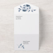 Alles in een blauwe Waterverf bruiloft uitnodigen All In One Uitnodiging (Buitenkant)