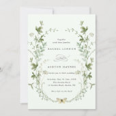 Alles in één Bleek groene elegante wilde bloem Kaart (Voorkant)