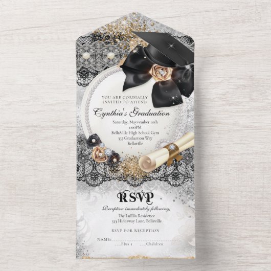 ALLES IN ÉÉN Bling Afstuderen Uitnodiging (Binnen)