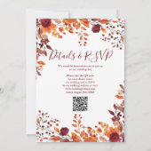 Alles in één bloemenHerfst in liefde QR-code bruil Kaart (Achterkant)