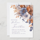 Alles in één bloemige elegante stoffige blauwe roe kaart (Voorkant)