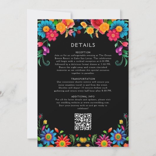 Alles in een bloemige Mexicaanse kleurrijke Fiesta Kaart (Achterkant)