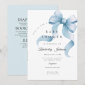 Alles in een Blue Bow Baby shower Kaart (Voorkant / Achterkant)
