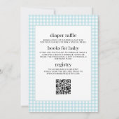 Alles in één Blue Gingham Baby Shower Kaart (Achterkant)