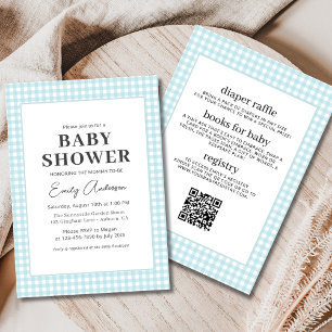 Alles in één Blue Gingham Baby Shower Kaart