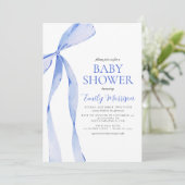 Alles in een Blue Waterverf Bow Boy Baby shower Kaart (Staand voorkant)
