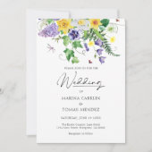Alles in Eén | Boheemse Wilde Bloemen Bruiloft Kaart (Voorkant)