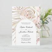 Alles in een Boho Blush Roze Palm Leaf Weddenschap Kaart (Staand voorkant)