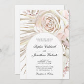 Alles in een Boho Blush Roze Palm Leaf Weddenschap Kaart (Voorkant / Achterkant)