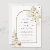 Alles in één boho Pampas grass Orchid Floral Wedde Kaart (Voorkant)