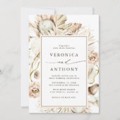 Alles in één boho Protea Pampas grass Floral Weddi Kaart (Voorkant)