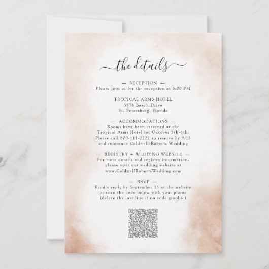 Alles in één boho-Roos Eucalyptus Weddenschap Kaart (Achterkant)