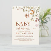 Alles in één Boho Wildflower Baby shower Kaart (Staand voorkant)