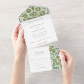Alles-in-één botanische bruiloft scheuren RSVP All In One Uitnodiging (Afscheurbaar)