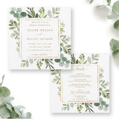 Alles in één botanische goudbruine bruiloft kaart