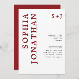 Alles in één Bourgogne Bold Typography Weddenschap Kaart