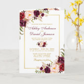 Alles in één Bourgogne Floral Gold Weddenschap Kaart (Gele Bloem)