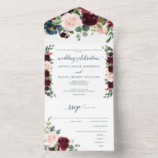 Alles in één Bourgogne marinescheepvaart All In One Uitnodiging (Binnen)