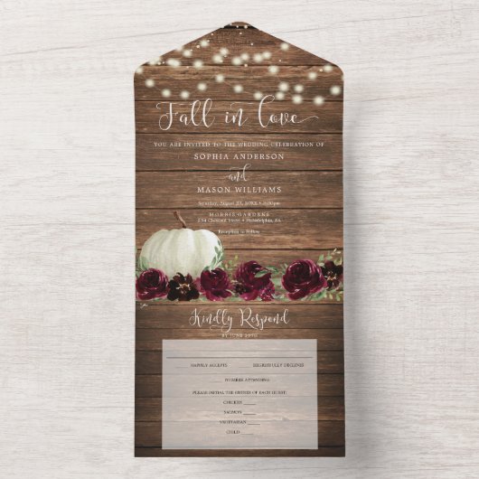 Alles in één Bourgogne pompoen All In One Uitnodiging (Binnen)