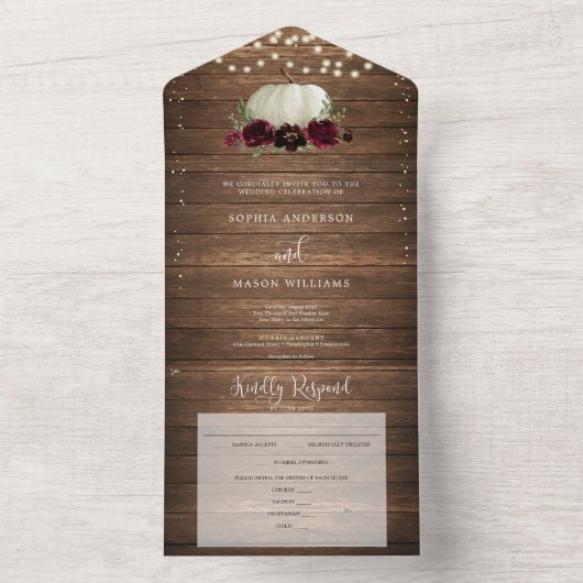 Alles in één Bourgogne pompoen All In One Uitnodiging (Binnen)