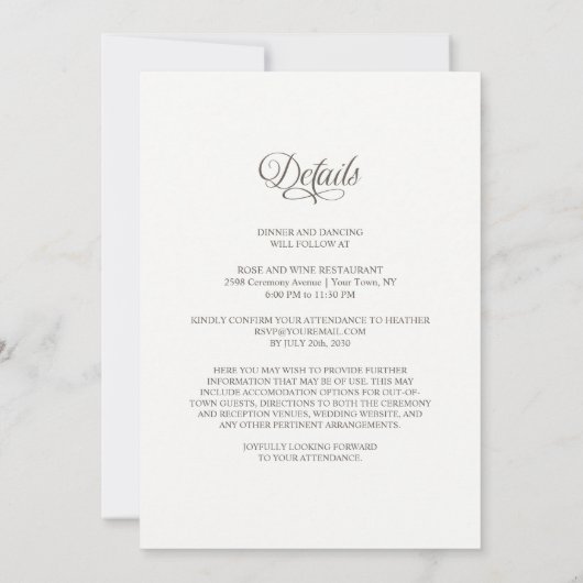 Alles in één Bourgondische en witte bloemenbruilof Kaart (Achterkant)