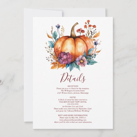 Alles in een Bourgondische Herfst in liefde pompoe Kaart (Achterkant)