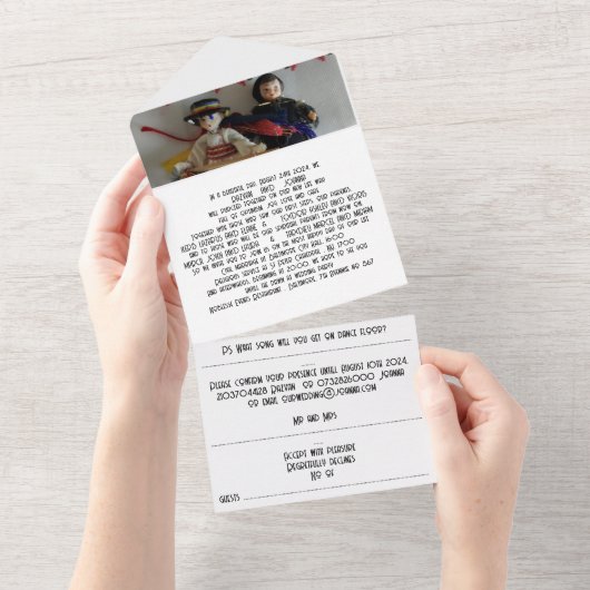 Alles in één bruiloft all in one uitnodiging (Afscheurbaar)