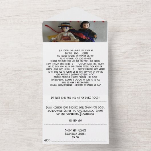 Alles in één bruiloft all in one uitnodiging (Binnen)