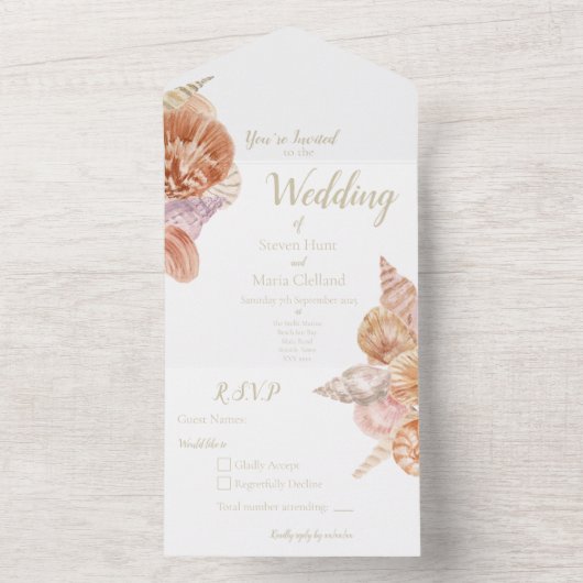 Alles in één bruiloft all in one uitnodiging (Binnen)