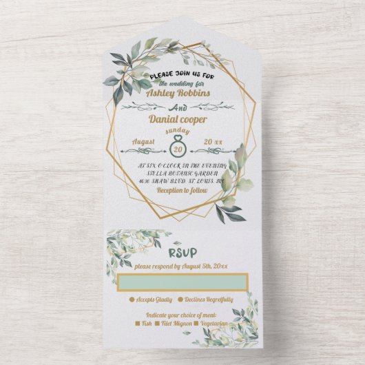 Alles in één bruiloft all in one uitnodiging (Binnen)