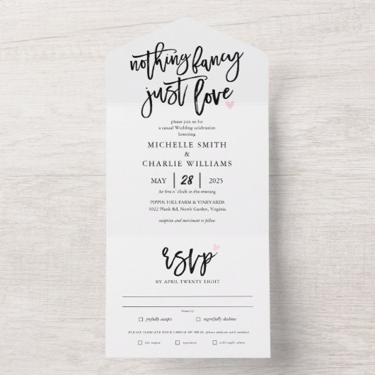 Alles in één bruiloft all in one uitnodiging (Binnen)