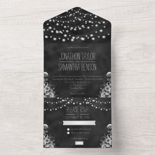 Alles in één bruiloft all in one uitnodiging (Binnen)