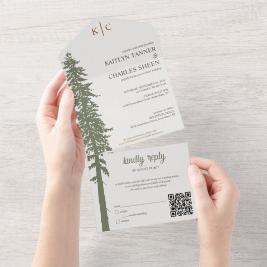 Alles in één bruiloft all in one uitnodiging (Afscheurbaar)