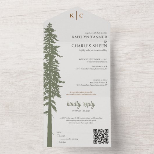 Alles in één bruiloft all in one uitnodiging (Binnen)