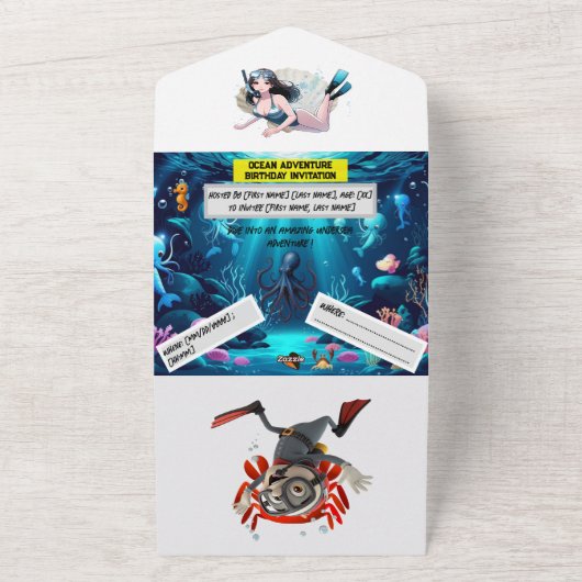 Alles in één bruiloft all in one uitnodiging (Buitenkant)