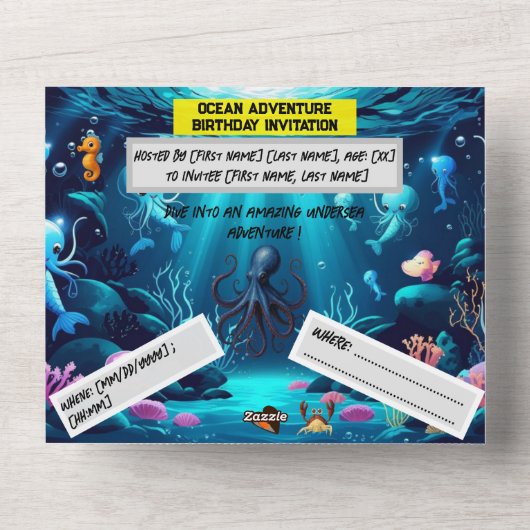 Alles in één bruiloft all in one uitnodiging (Voorkant)