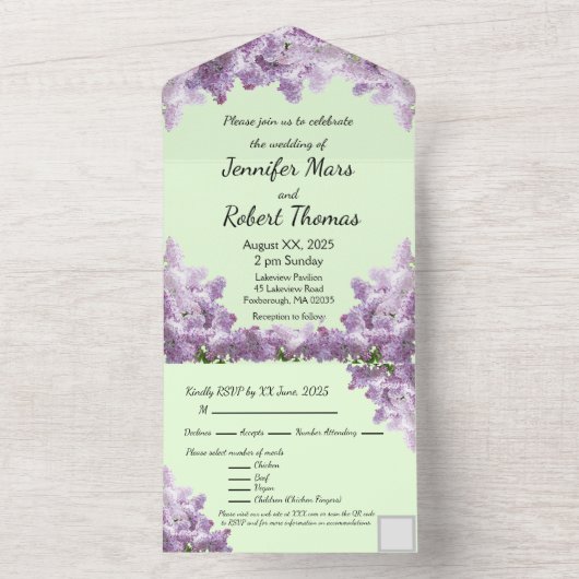 Alles in één bruiloft all in one uitnodiging (Binnen)