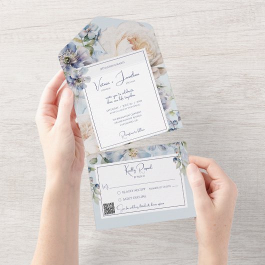 Alles in één bruiloft all in one uitnodiging (Afscheurbaar)